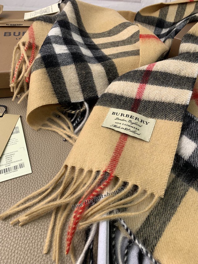 BURBERRY專櫃經典羊絨系列巴寶莉經典款水波紋小格紋混絨圍巾男女款圍巾披肩 mmyj1386